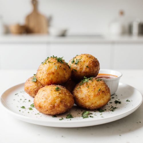 Beignets de crevettes dorés et croustillants préparés à l'airfryer.