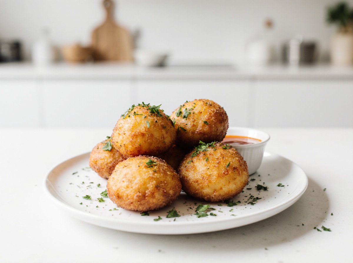 Beignets de crevettes dorés et croustillants préparés à l'airfryer.